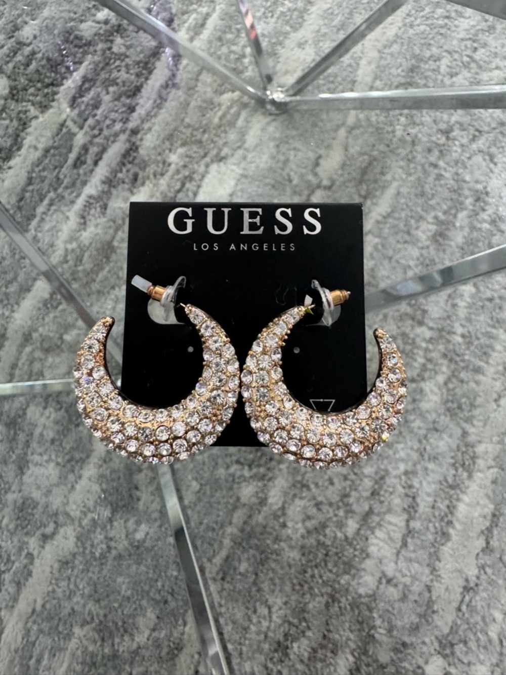 Gold Guess Rhinestone Earrings! - Picture 2 of 3